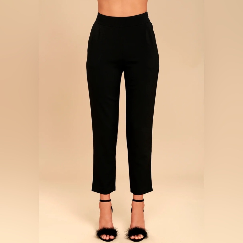 NWT Lulus Kick It Black High-Waisted Trouser Pants